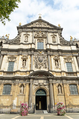 the front facade of Sint-Carolus Borromeuskerk, Antwerp, Belgium