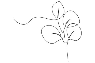 Continuous one line vector drawing of botanical leaves in minimal outline style for nature design
