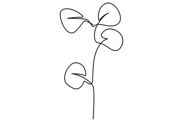 Continuous one line vector drawing of botanical leaves in minimal outline style for nature design
