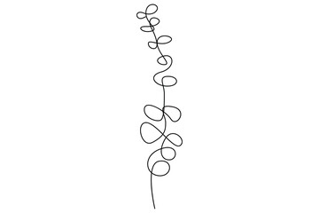 Continuous one line vector drawing of botanical leaves in minimal outline style for nature design
