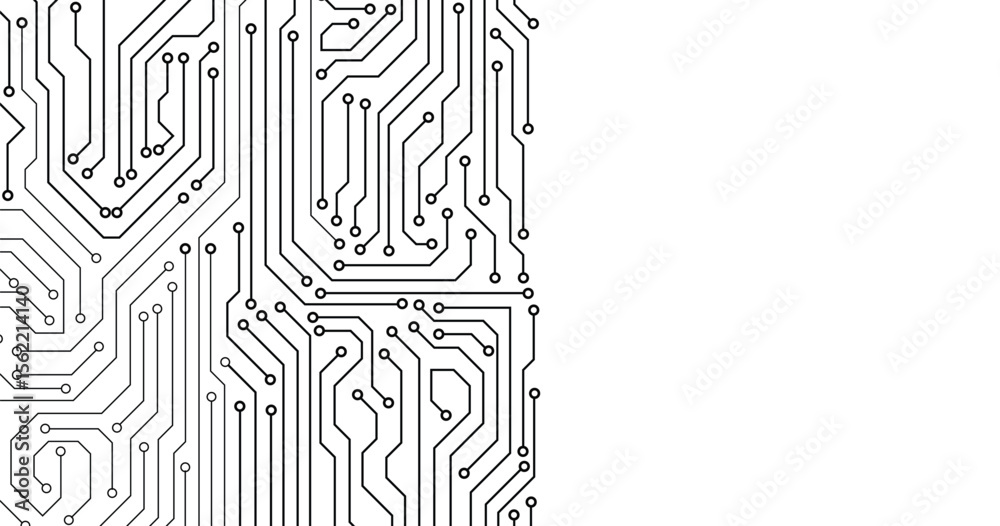 Poster Electronics board. High tech digital data connection system concept. Circuit engineering technology. Computer electronic printed circuit board microcircuit design