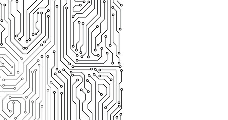 Electronics board. High tech digital data connection system concept. Circuit engineering technology. Computer electronic printed circuit board microcircuit design