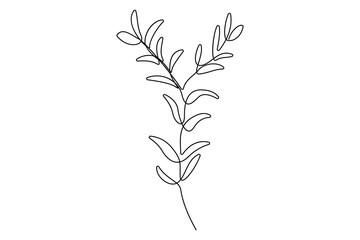Continuous one line vector drawing of botanical leaves in minimal outline style for nature design
