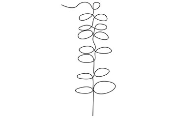 Continuous one line vector drawing of botanical leaves in minimal outline style for nature design
