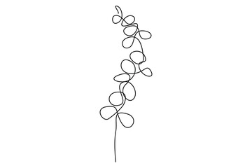 Continuous one line vector drawing of botanical leaves in minimal outline style for nature design
