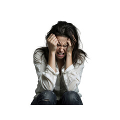 Frustrated Young Woman in Distress, Showing Mental Health Struggle