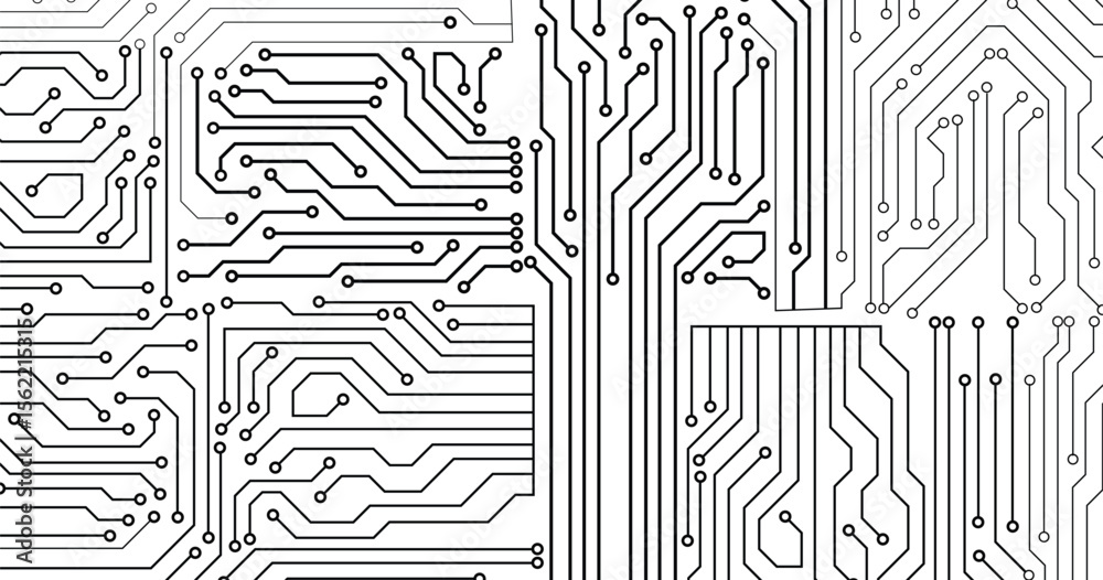 Wall mural technology black circuit diagram concept. seamless pattern of circuit board