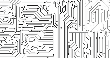 Technology black circuit diagram concept. seamless pattern of circuit board