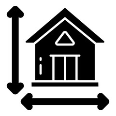 Conceptual solid design icon of home size