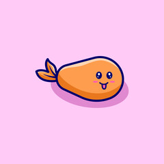 Cartoon character Tempura food floating cute cartoon vector hand drawn