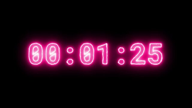 01 min 20 seconds to 1 Min 40 seconds Neon Glow Countdown Timer with Seconds Animation