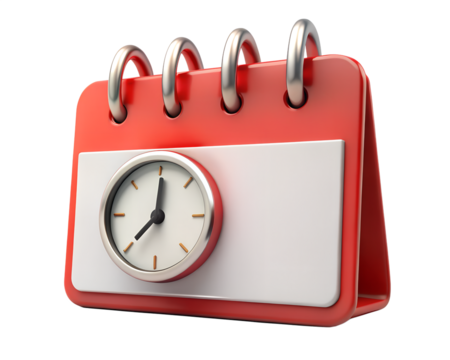 calendar and clock isolated on white background. PNG Transparent file type with high definition quality And vibrant color grading Available.