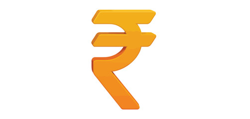 Golden 3d indian rupee symbol isolated on white background for financial concepts