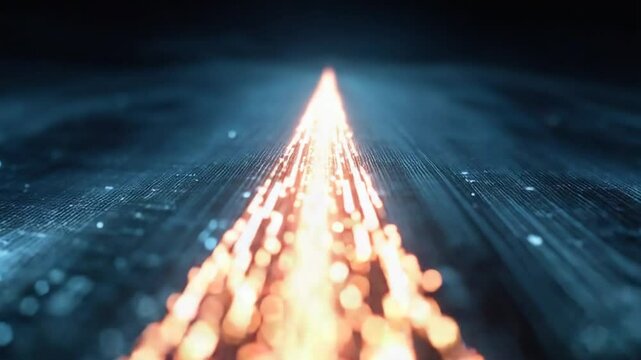 Abstract technological background with glowing arrow moving forward representing progress