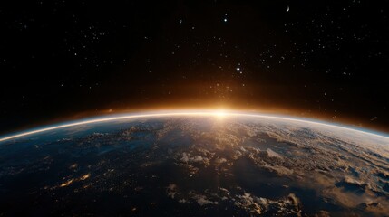 The Earth Illuminated by a Beautiful Sunrise Over the Horizon
