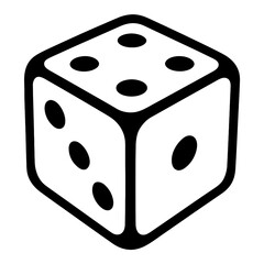 Classic Black and White Dice Game Cube Icon Vector for Chance and Gaming