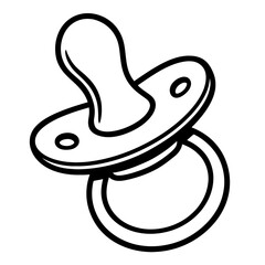 Cute Black and White Baby Pacifier Outline Vector - Ideal for Nursery and Childcare Designs