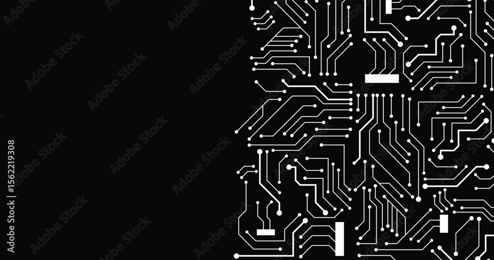 Poster Electronics board. High tech digital data connection system concept. Circuit engineering technology. Computer electronic printed circuit board microcircuit design