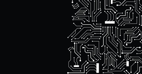 Electronics board. High tech digital data connection system concept. Circuit engineering technology. Computer electronic printed circuit board microcircuit design
