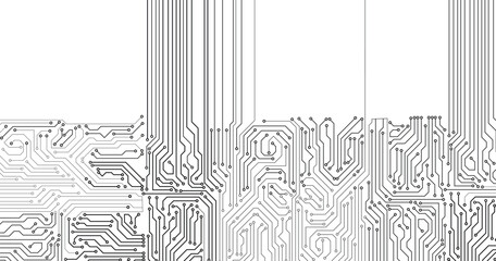 Electronics board. High tech digital data connection system concept. Circuit engineering technology. Computer electronic printed circuit board microcircuit design