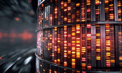 Abstract, DNA analysis in a lab, with glowing elements and blurred background, for scientific concepts - Powered by Adobe