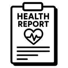 Black Outline Health Report on Clipboard Icon - Medical Information and Wellness Symbol