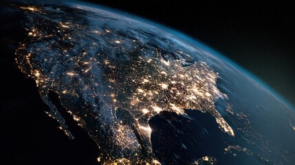 The Earth Glowing in Night Time with Stunning City Lights Visible