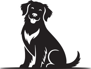 Cute Dog Sitting Sideways in Silhouette Style vector illustration