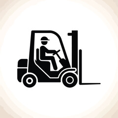 Black silhouette of a forklift operator driving a forklift in a warehouse