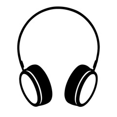 Black Outline Over-Ear Headphones Vector Icon - Audio Device for Music and Communication