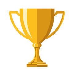 Shiny Golden Trophy Cup Flat Design Vector Illustration - Victory Award Prize Graphic