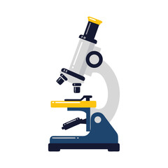 Modern Laboratory Microscope Flat Design Vector Illustration - Science Research Education Graphic