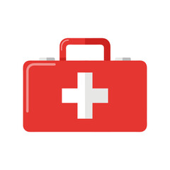 Essential Red First Aid Kit Flat Design Vector Illustration - Medical Emergency Safety Graphic