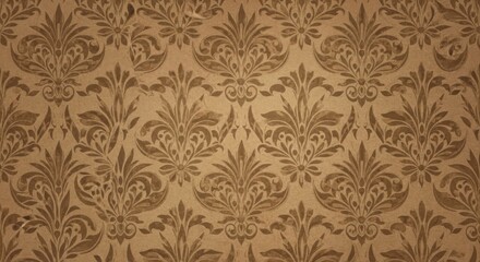 Fototapeta premium Vintage Damask Pattern Seamless Textile Wallpaper Background With Ornate Flourishes And Distressed Texture