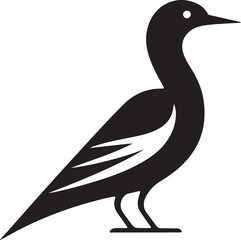 Small Bird in Side View Silhouette Art vector illustration