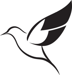 Small Bird in Side View Silhouette Art vector illustration