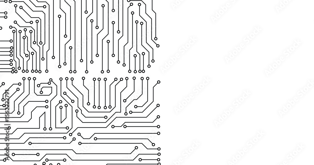 Poster vector circuit for communication technology background concept. seamless pattern of circuit board