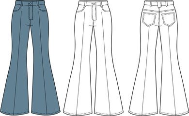 Flared Bell-Bottom Jeans in Classic and Neutral Colors