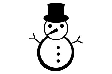 Minimal Snowman Icon with Hat and Carrot Nose