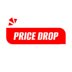 PRICE DROP png red colour, promo badge design, discount sticker