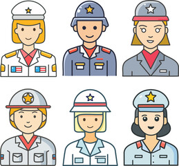 Usa army flat icons set