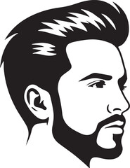 Elegant Male Face Silhouette in Retro Style vector illustration