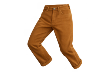 Stylish brown pants isolated on a transparent background, clean modern fashion