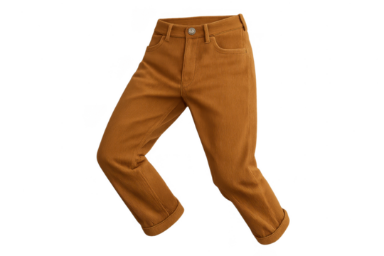 Stylish brown pants isolated on a transparent background, clean modern fashion