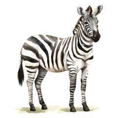 Obraz premium Watercolor Zebra Standing Proudly Showcasing Striking Black and White Stripes