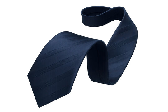 Classic dark blue necktie with subtle stripes, isolated on transparent background