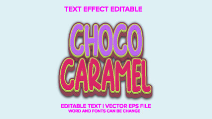 text effect choco caramel vector editable