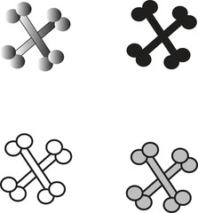 Crossed Bones Vector Icons – Flat and Silhouette Style Symbols for Danger & Pirate Themes