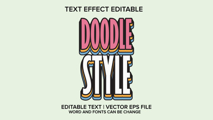 text effect doodle style vector editable