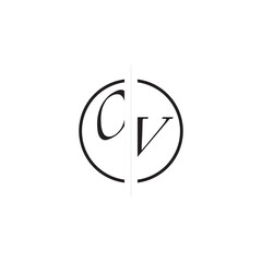 Unique Vector Circled Monogram Simple Logo OV Initial Alphabet Design Alphabet